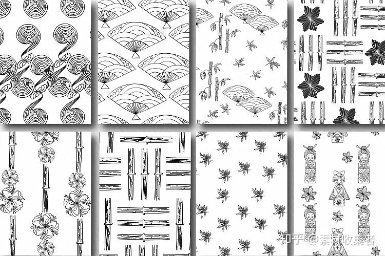 日本风格的无缝背景纹理日系图案素材下载psdeps