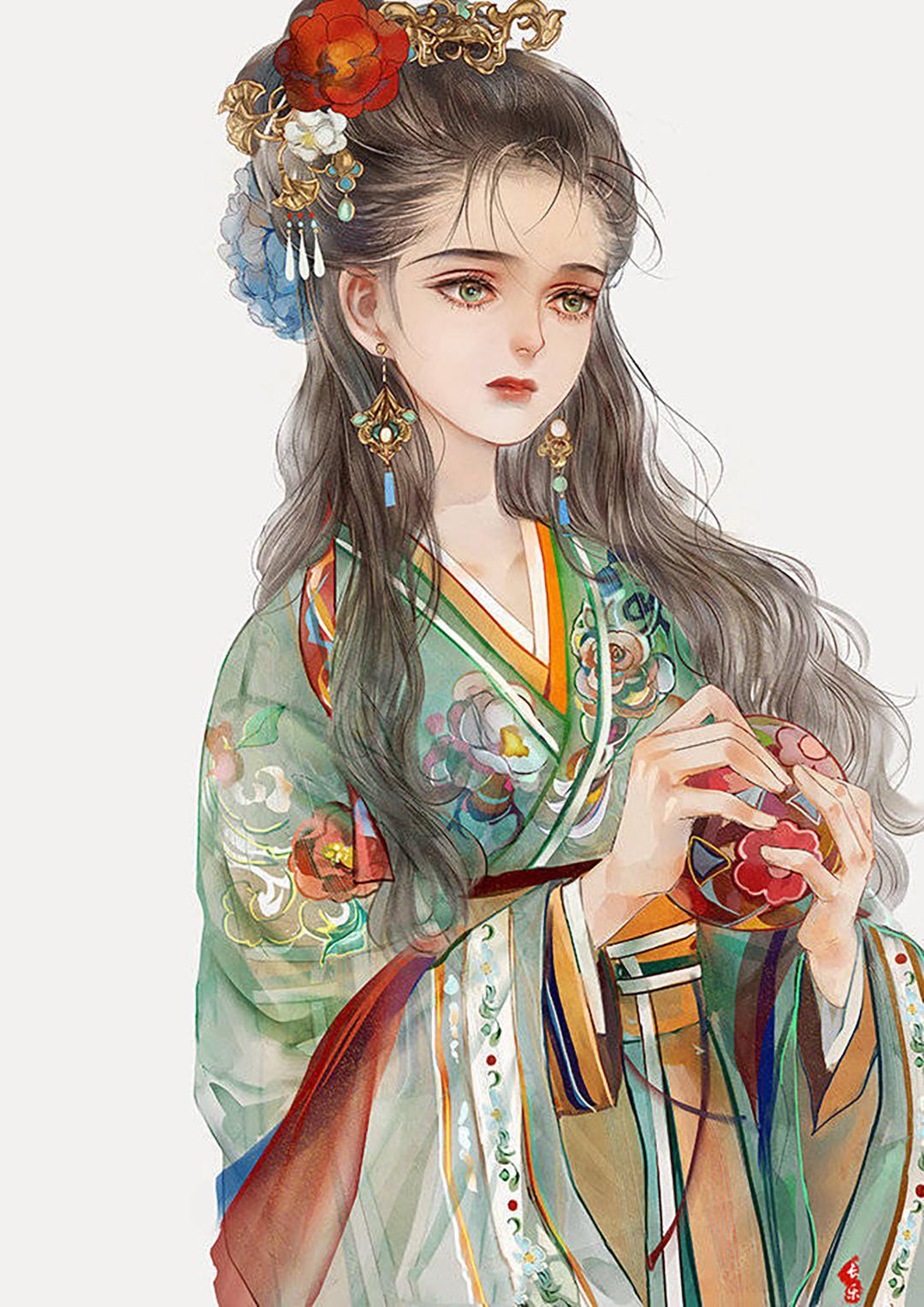 中国风浓郁的二次元美女插画