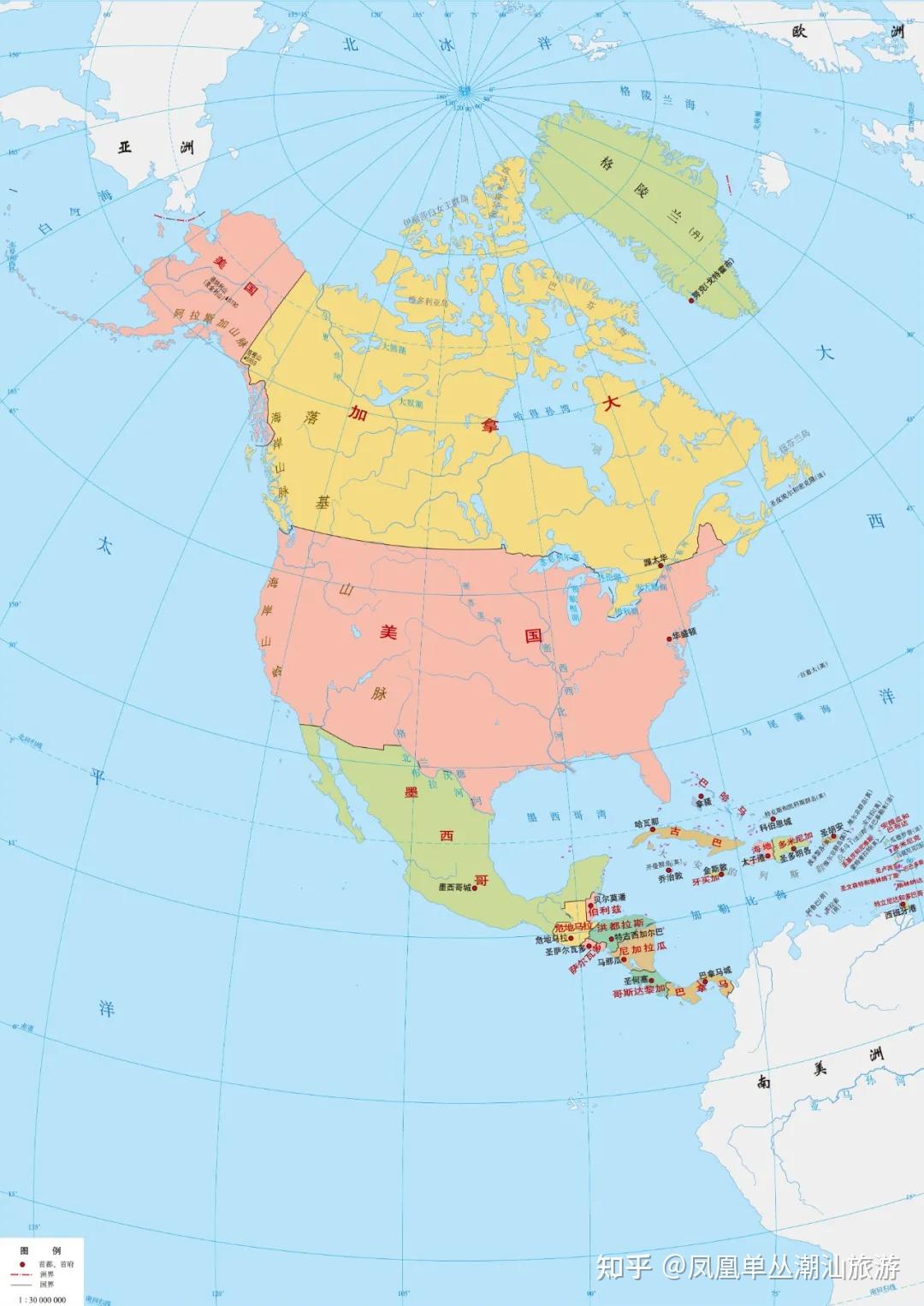 北美地图英文版超清晰图片