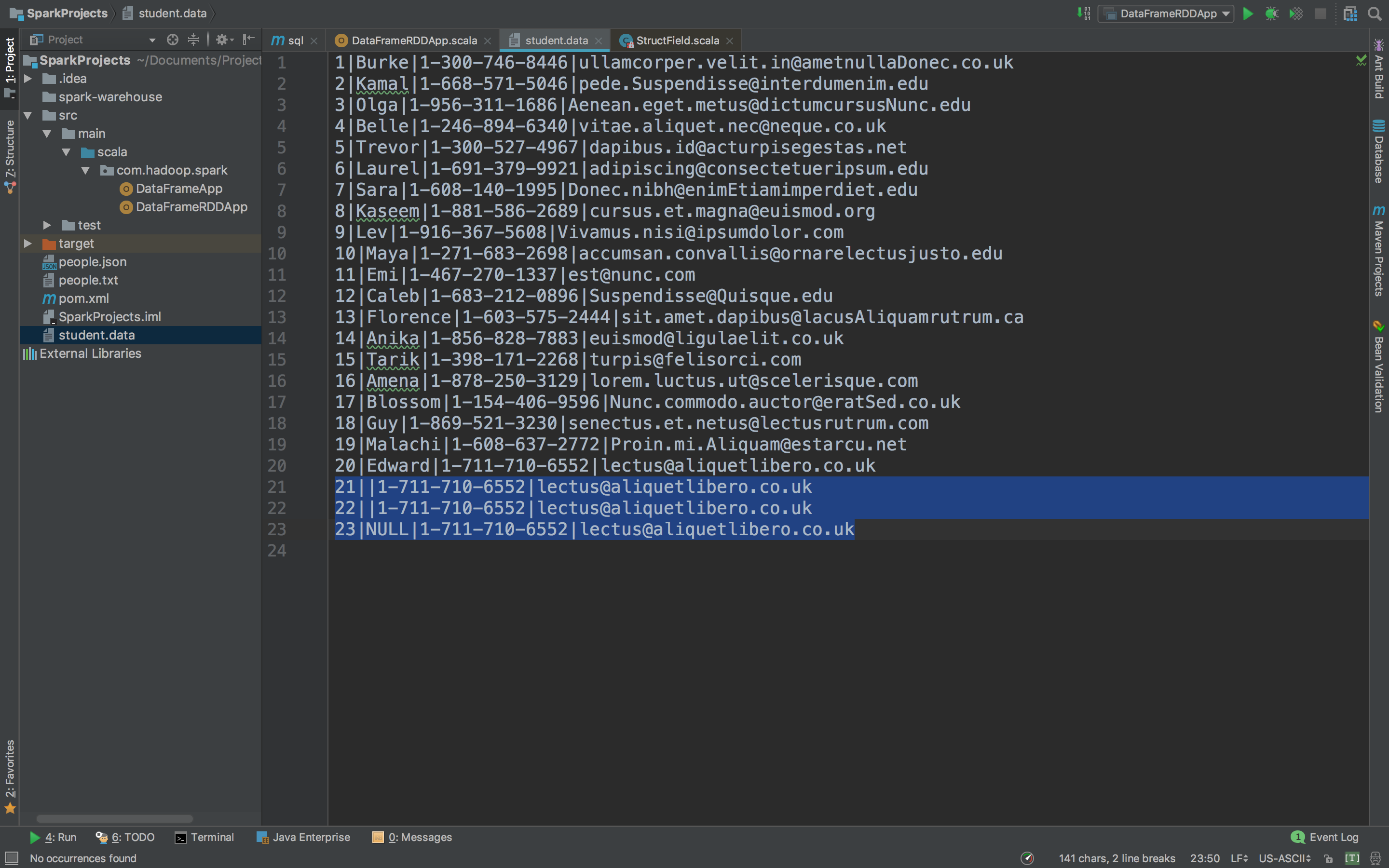 Spark dataframe dataset 