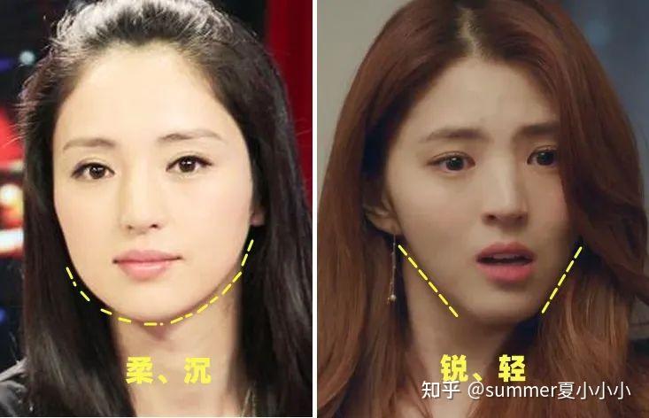 和方圆脸相比,显得轻盈飘逸很多.