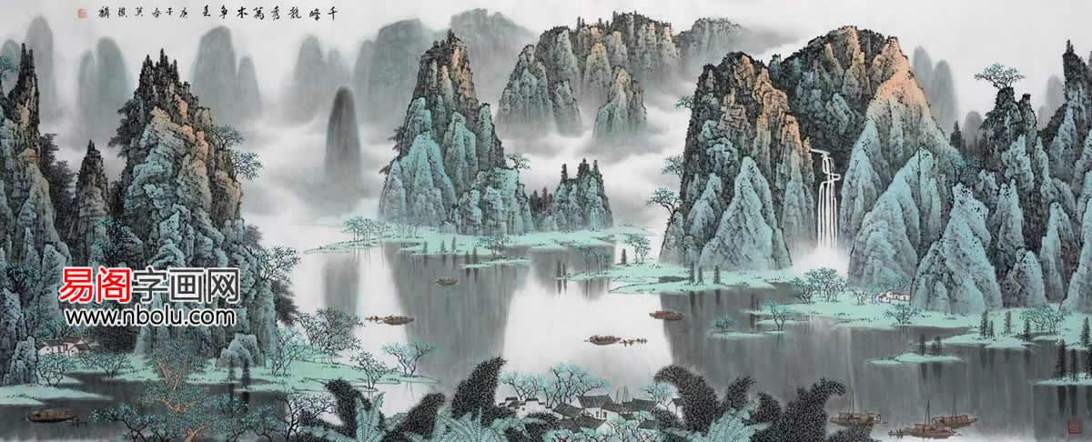 作为广西桂林人,莫淇麟对家乡的一山一水情有独钟,她笔下的漓江山水