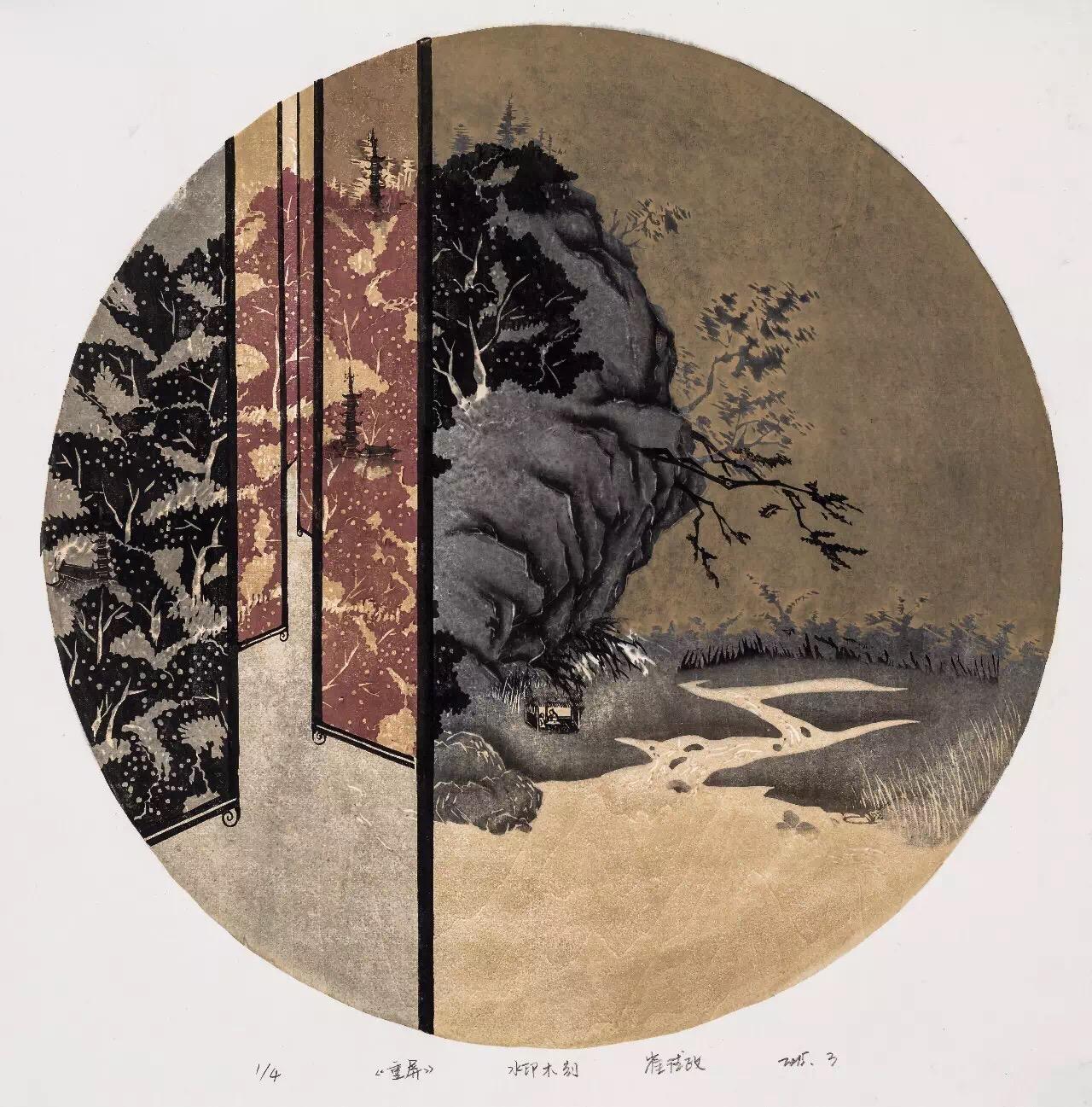 非常有意境,我真的超级喜欢老师叫崔德政,他的作品大多是水印版画