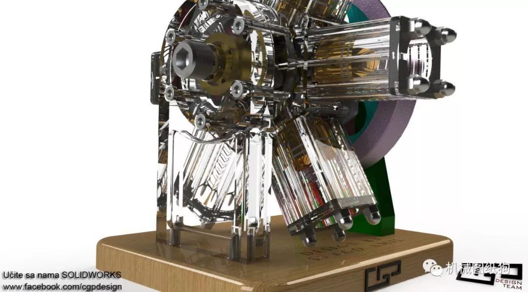 发动机电机svago气动6缸星形发动机模型3d图纸solidworks设计
