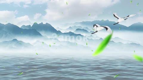 卷珠帘4k古风水墨舞台背景视频,视频素材,凌晨两点素材网