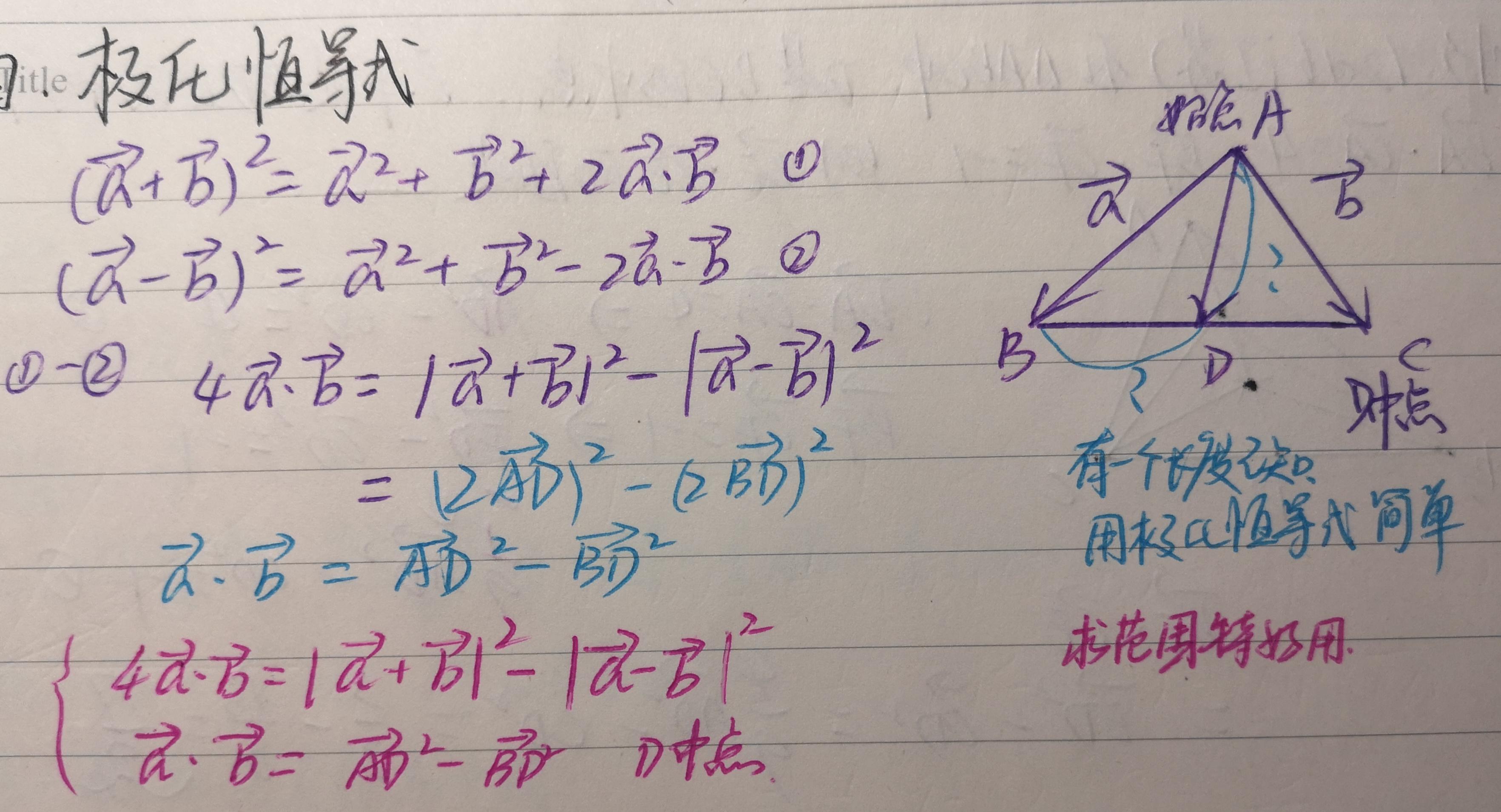 平面向量的数量积之 极化恒等式极化恒等式详情如上图,让求范围时特别