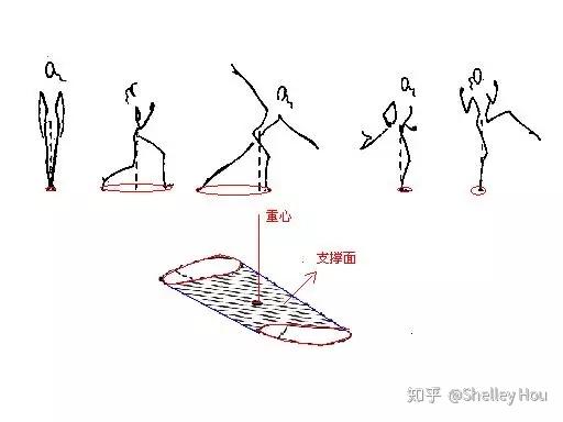 人体的重心线(重心相对地面的垂直线)只要在这个支撑面内,人体就可以