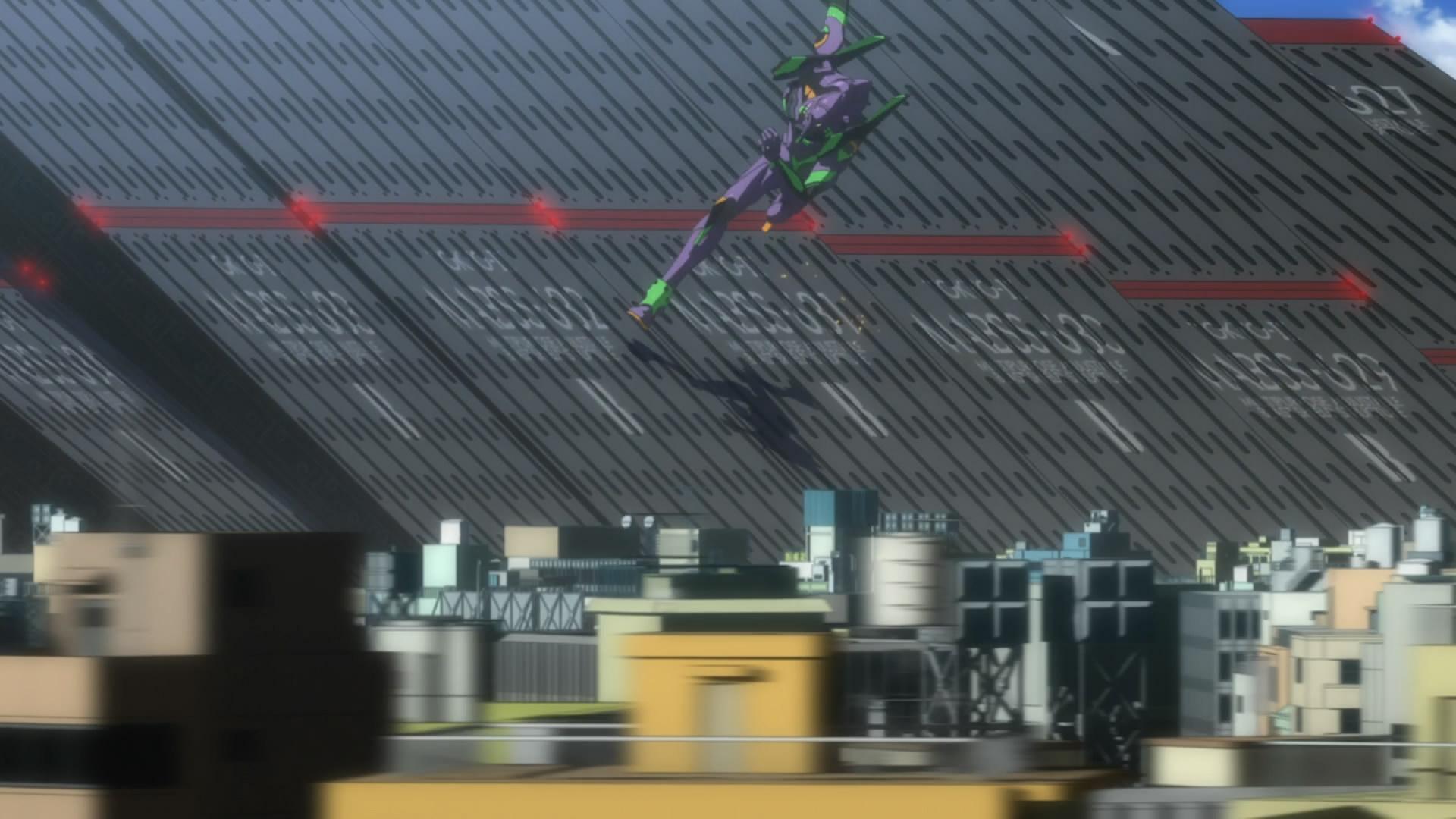 号机一起弹射加速飞起来了~全速奔跑的初号机还直接怼出了音障的效果