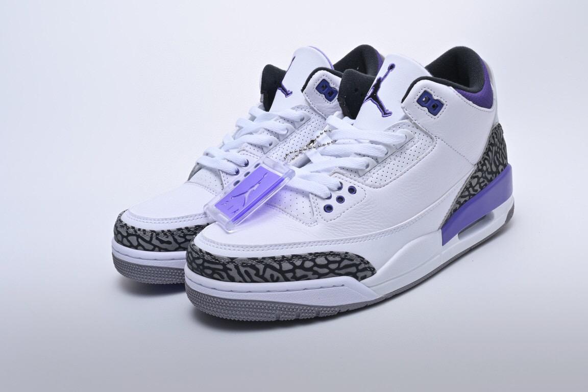 乔丹airjordan3retrodarklris白紫爆裂纹篮球鞋