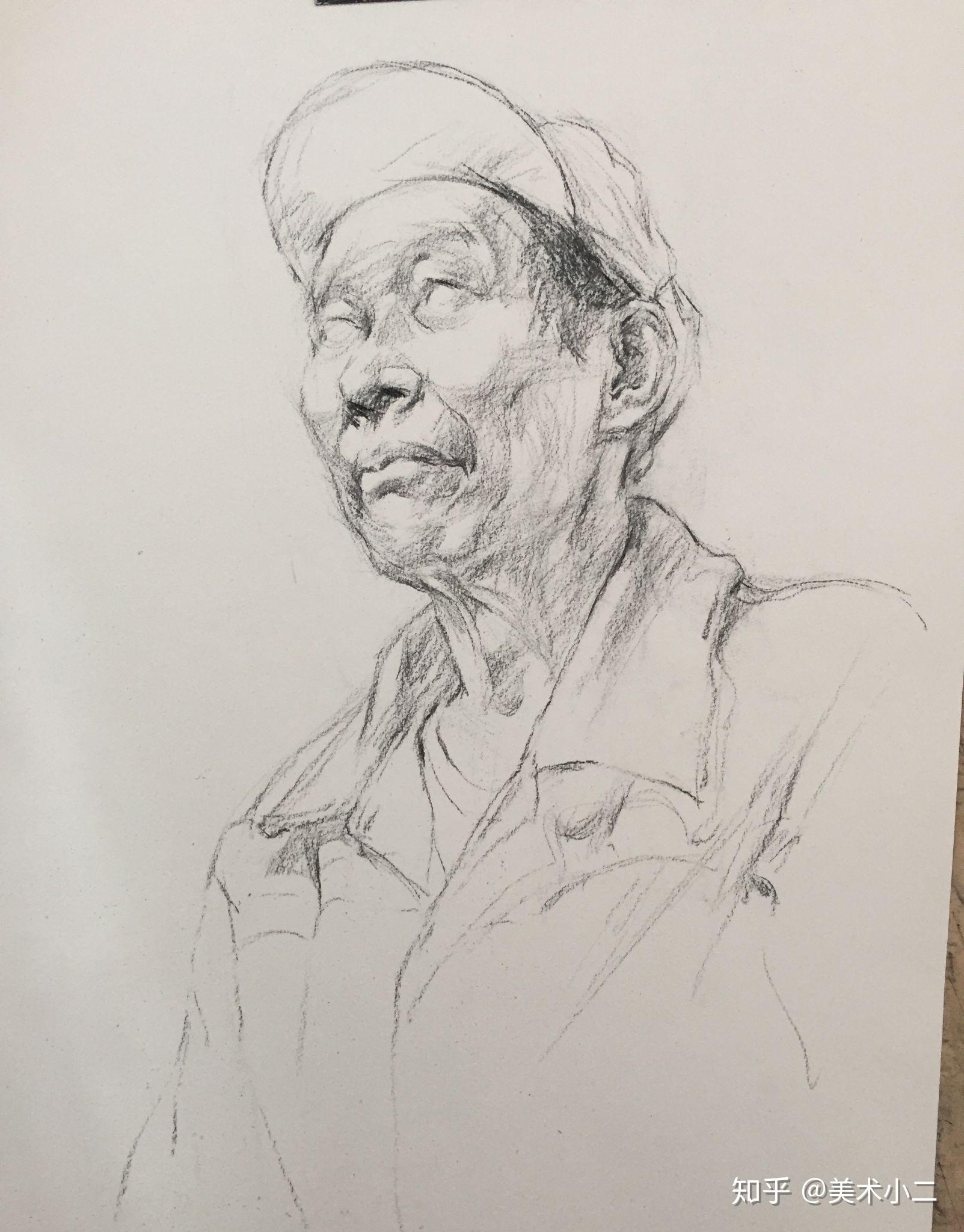 炭条画的几张步骤图