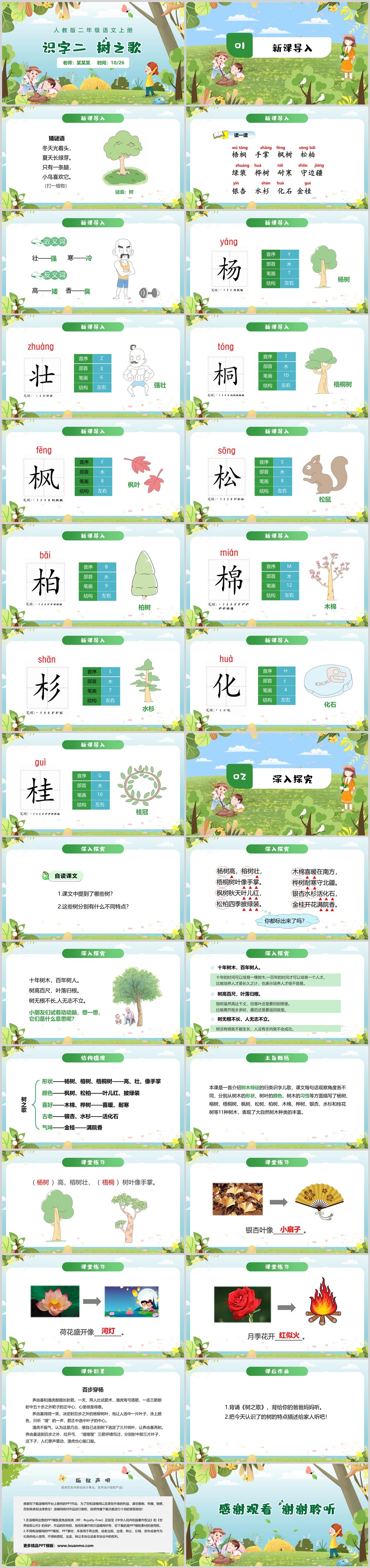 人教版二年级语文上册课件PPT《识字二 树之歌》---含教案 - 知乎