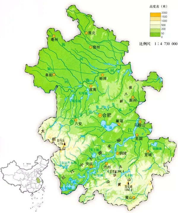 安徽水系分布图高清图片