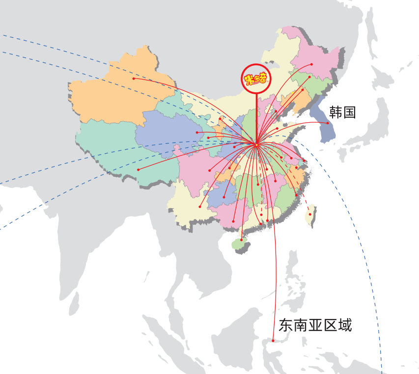 产品遍布全国各地,从城市到乡村,米多奇用实力走出国门远销海外