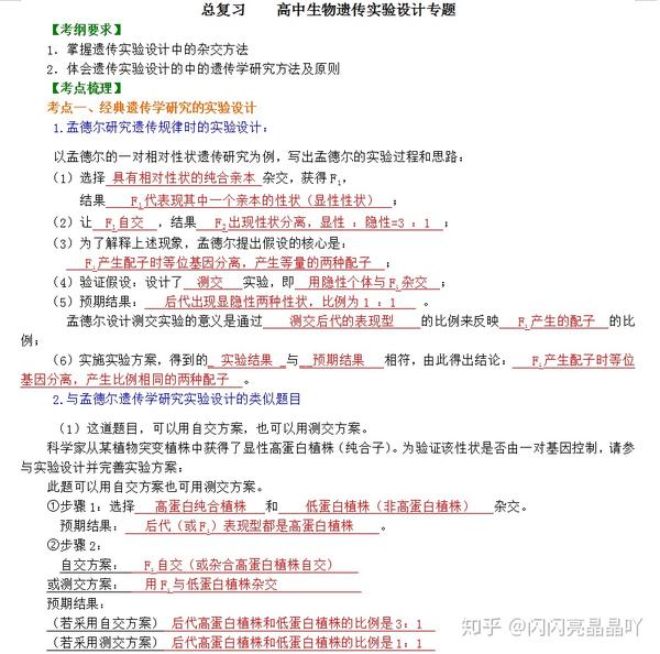 高中生物遗传学实验设计 巩固练习题型全汇总 答题不再烧脑 知乎