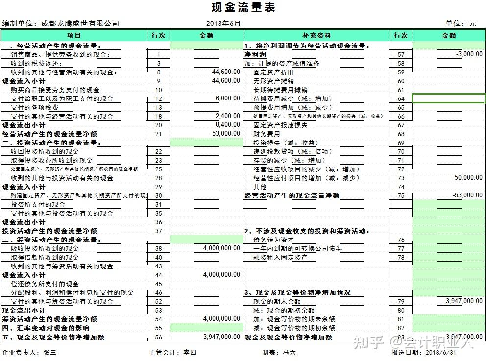 年度现金流量表图片