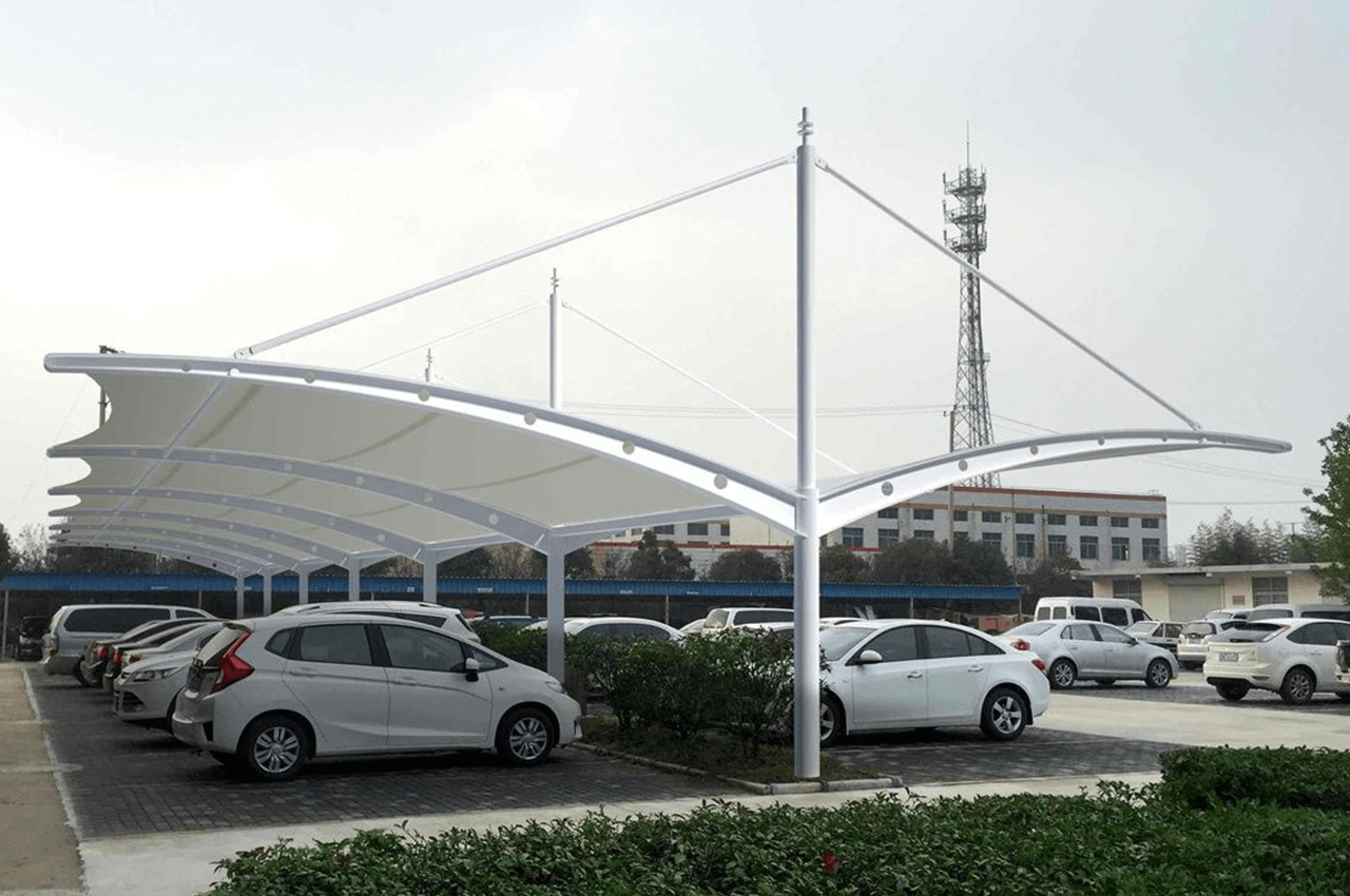 商业广场y形双边张拉膜结构停车棚