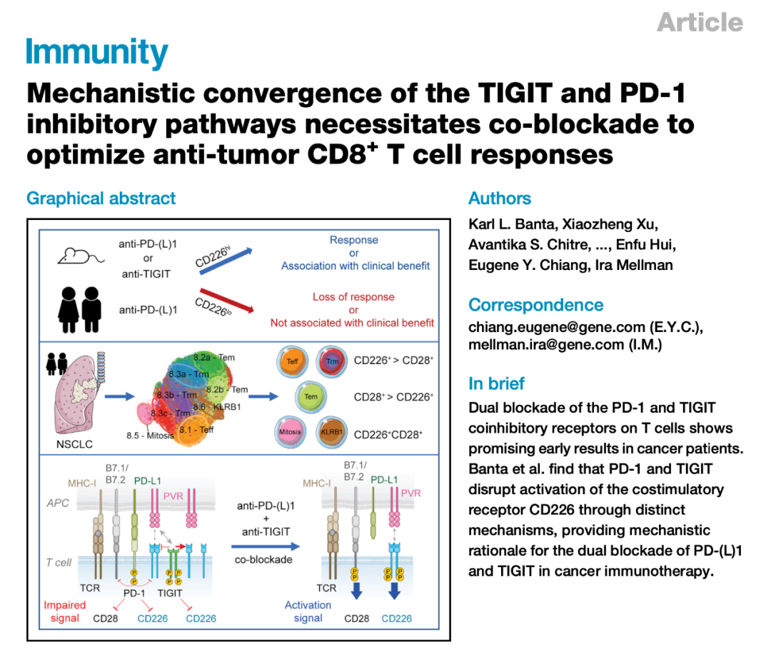 Immunity丨免疫治疗中TIGIT 和 PD-1 双重阻断的重要性 - 知乎