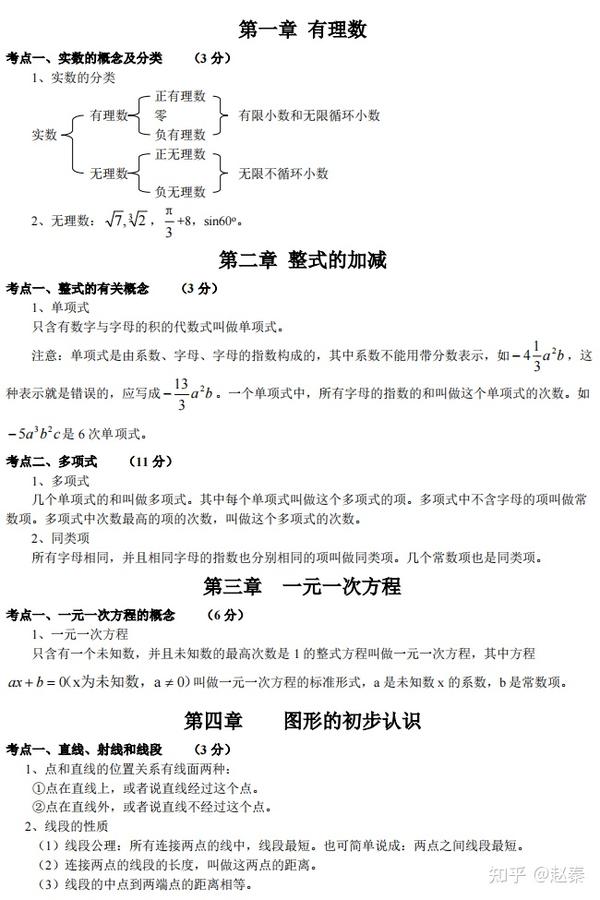 初中数学 16页知识必考点归纳总结 精华版 家长帮孩子收藏 知乎