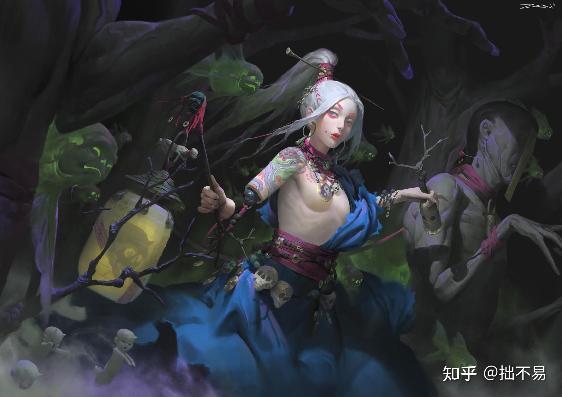 zeenchin是一名自由业插画师,主要画卡牌游戏和桌游的