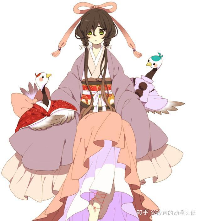 和风手绘头像含蓄略显害羞的小姑娘彬彬有礼特别讨人喜