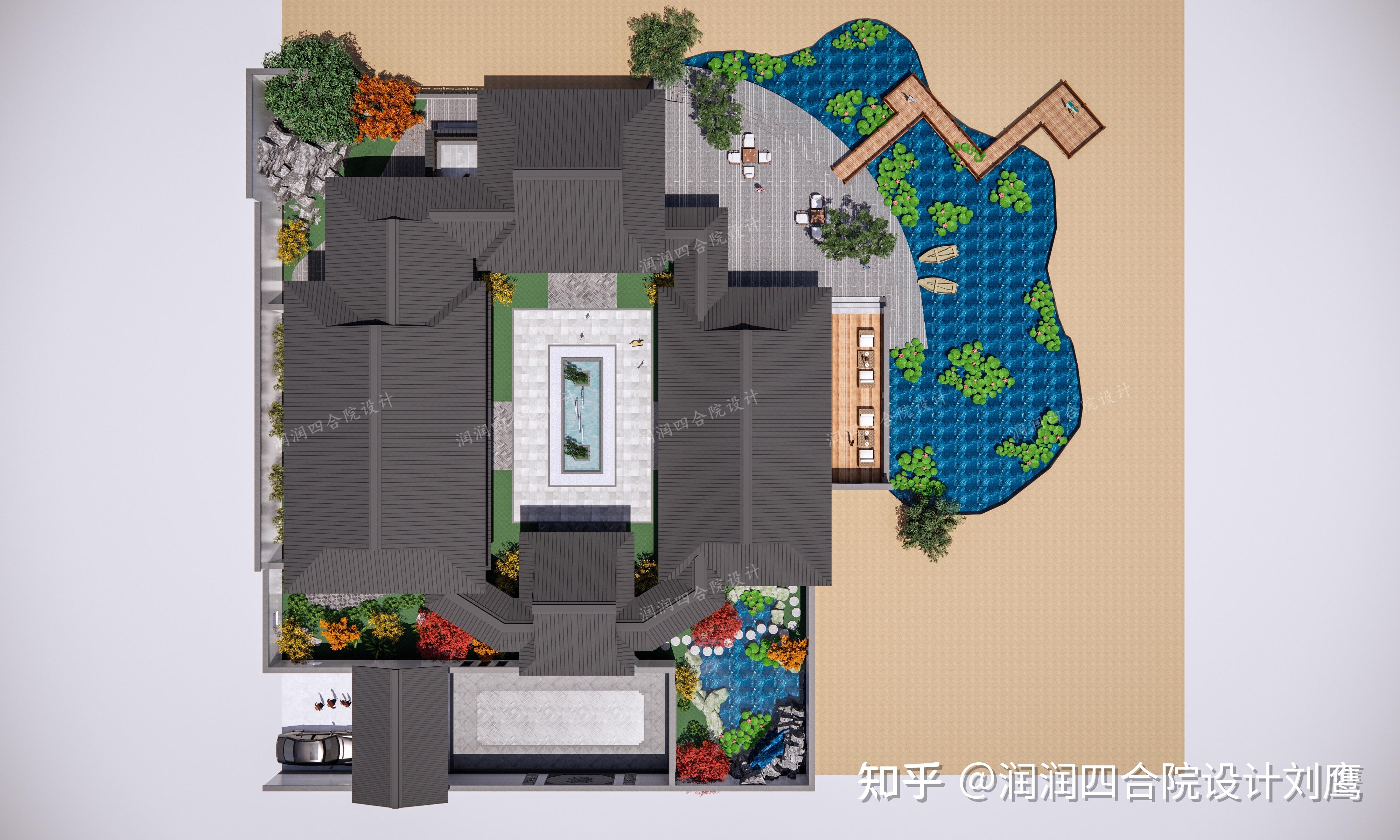 360度景观别墅，多进式现代中式合院——润润四合院设计刘鹰 - 知乎