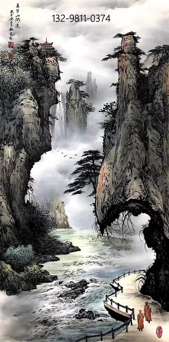 龙宽彩墨山水画笔力稳健大气秀润