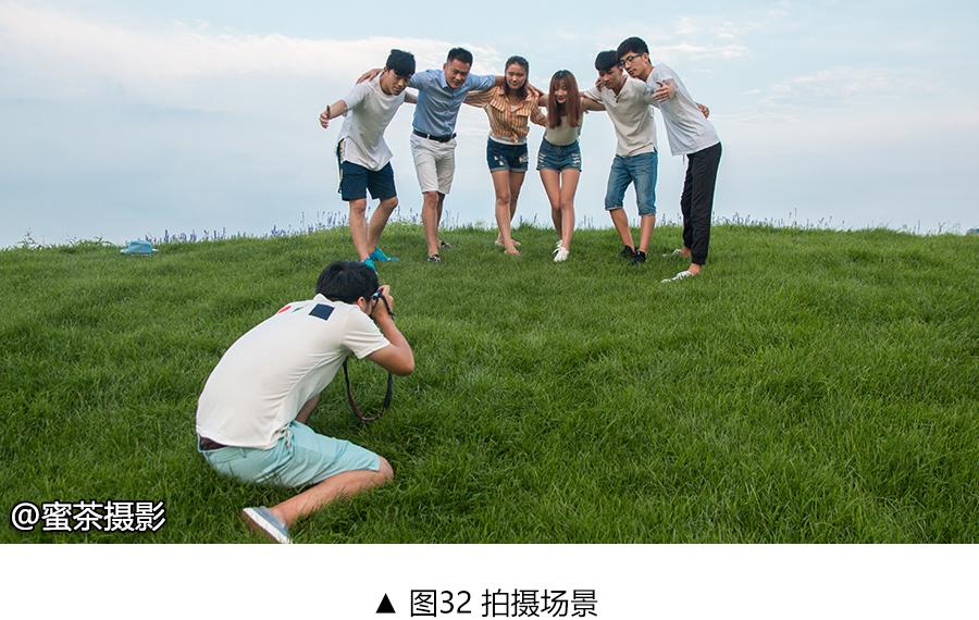 六个人的拍照姿势用手臂摆成六角星的形状