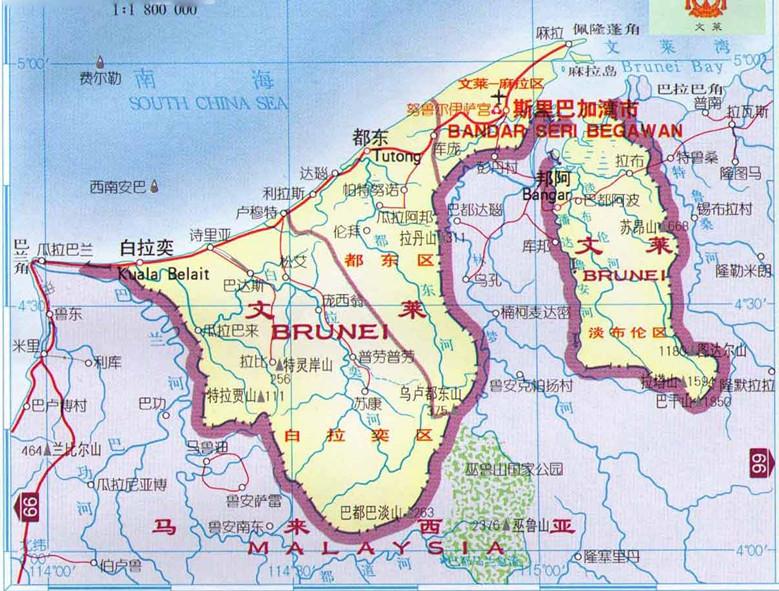 曼丹岛西北部,陆地上与马来西亚接壤,北面濒临南海,地理位置非常优越