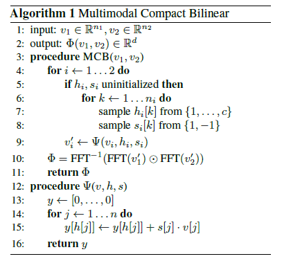 阅读笔记（Multimodal Compact Bilinear Pooling for Visual Question Answering ...