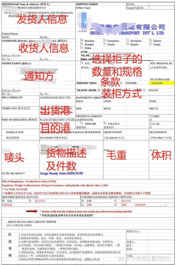 外贸工作的心路历程--单证篇(订舱单) - 知乎