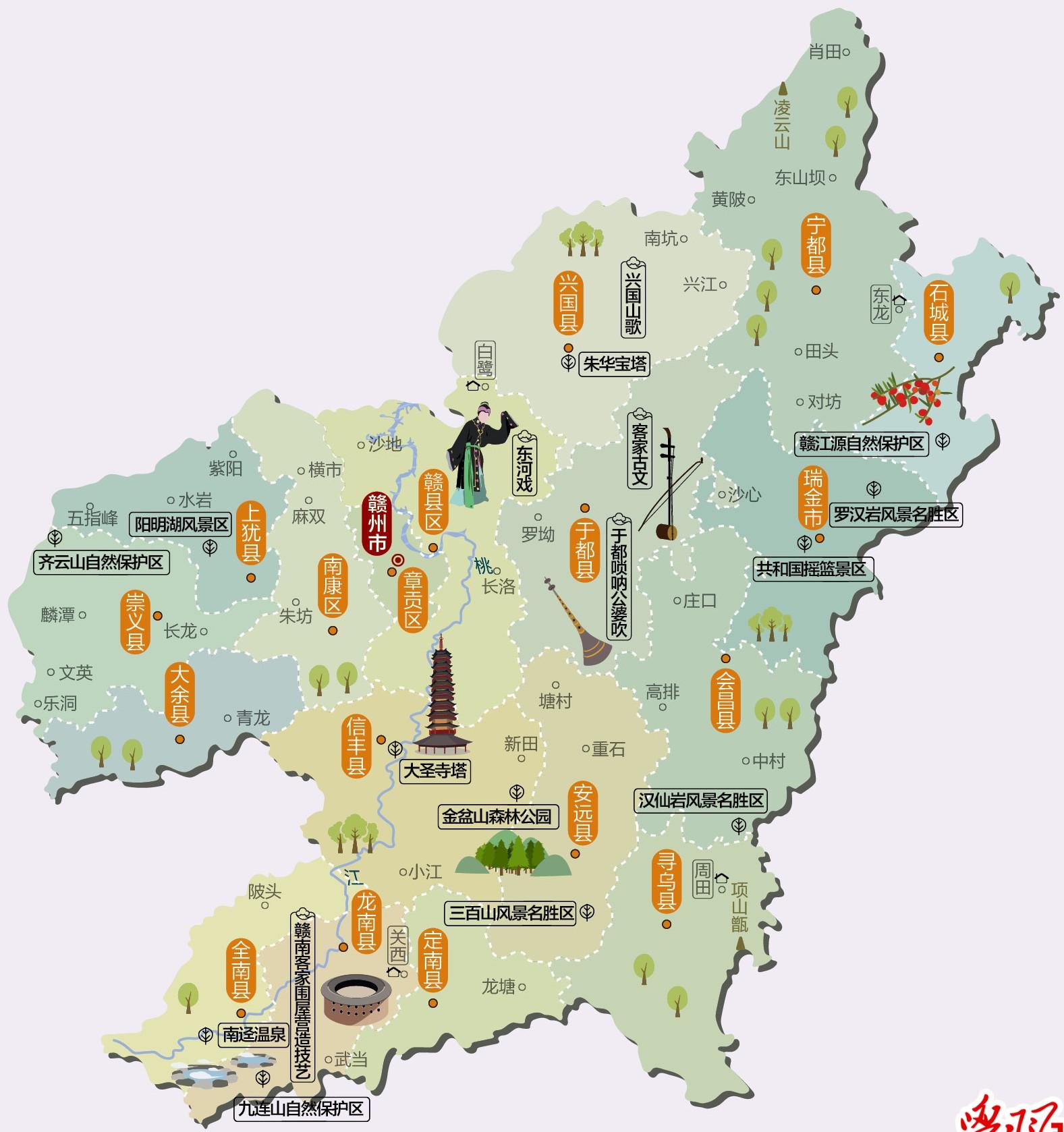 江西省旅游必备高清人文地图 11个地级市 - 知乎