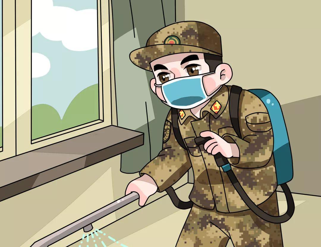 解放军抗疫图片卡通图片