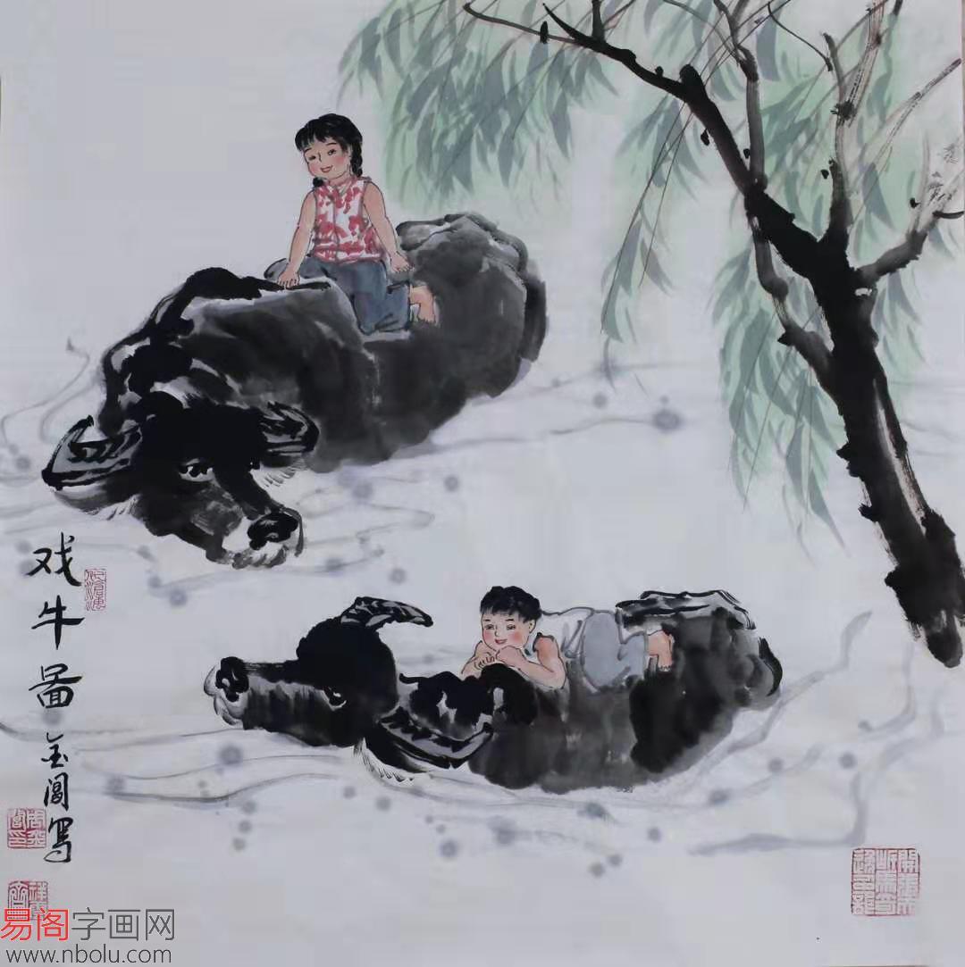 中国当代优秀画家周金阊动物画牛作品欣赏