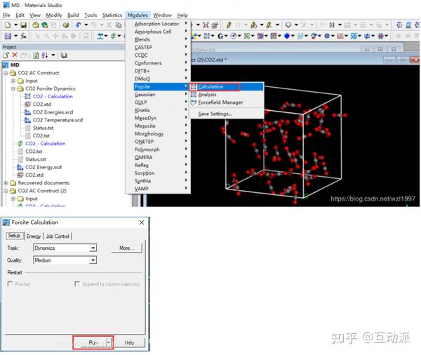 Materials studio md co2 