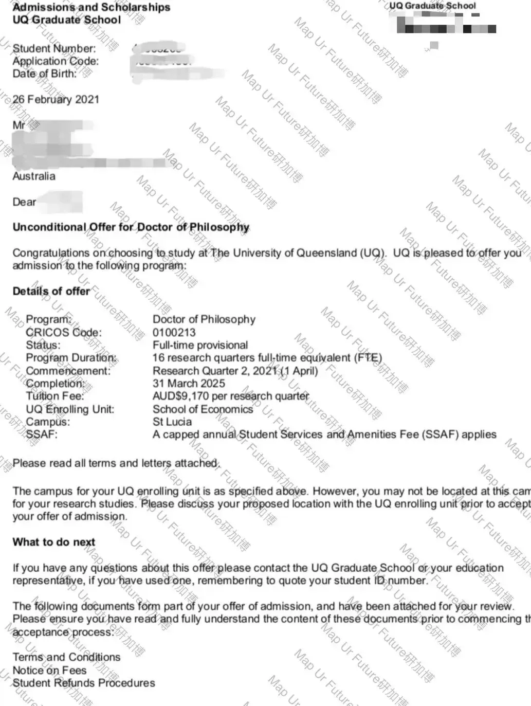 昆士兰大学商科全奖博士offer申请经验分享