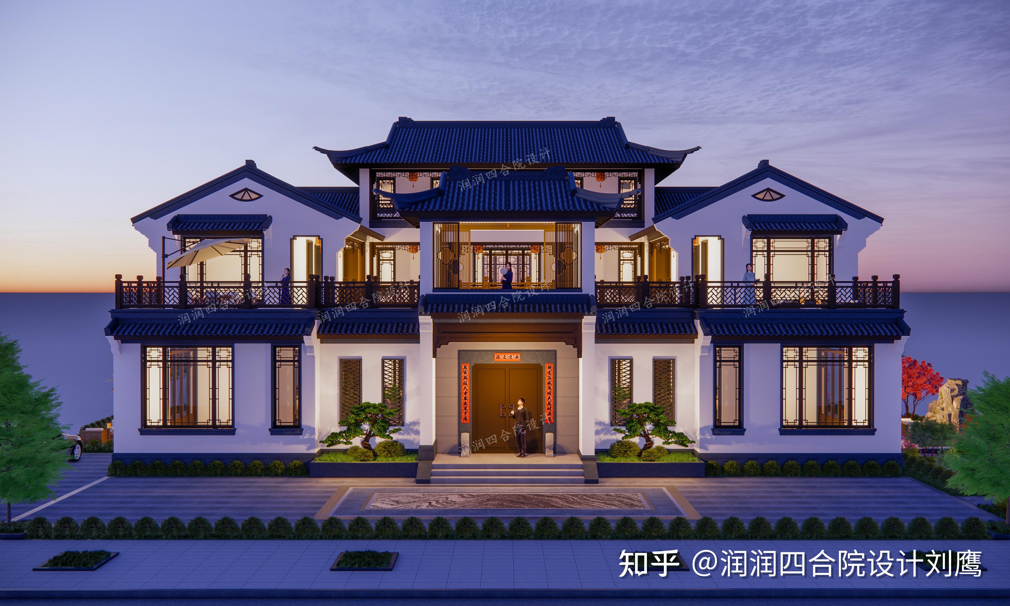 润润四合院设计刘鹰:兄弟双拼三层四合院24×18:每人一边,各自楼梯厨餐,共用中堂 - 知乎