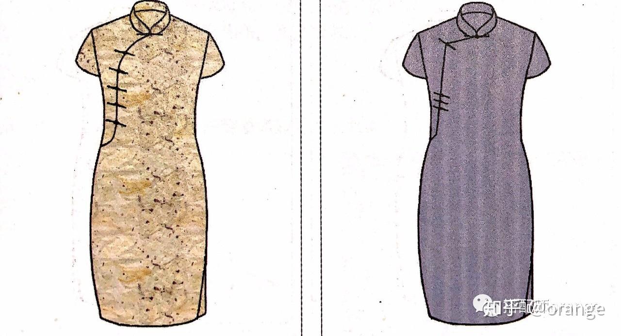 避开胸部,延伸至腰双圆襟(右)▼大圆襟(左) 线条圆顺流畅,现代旗袍