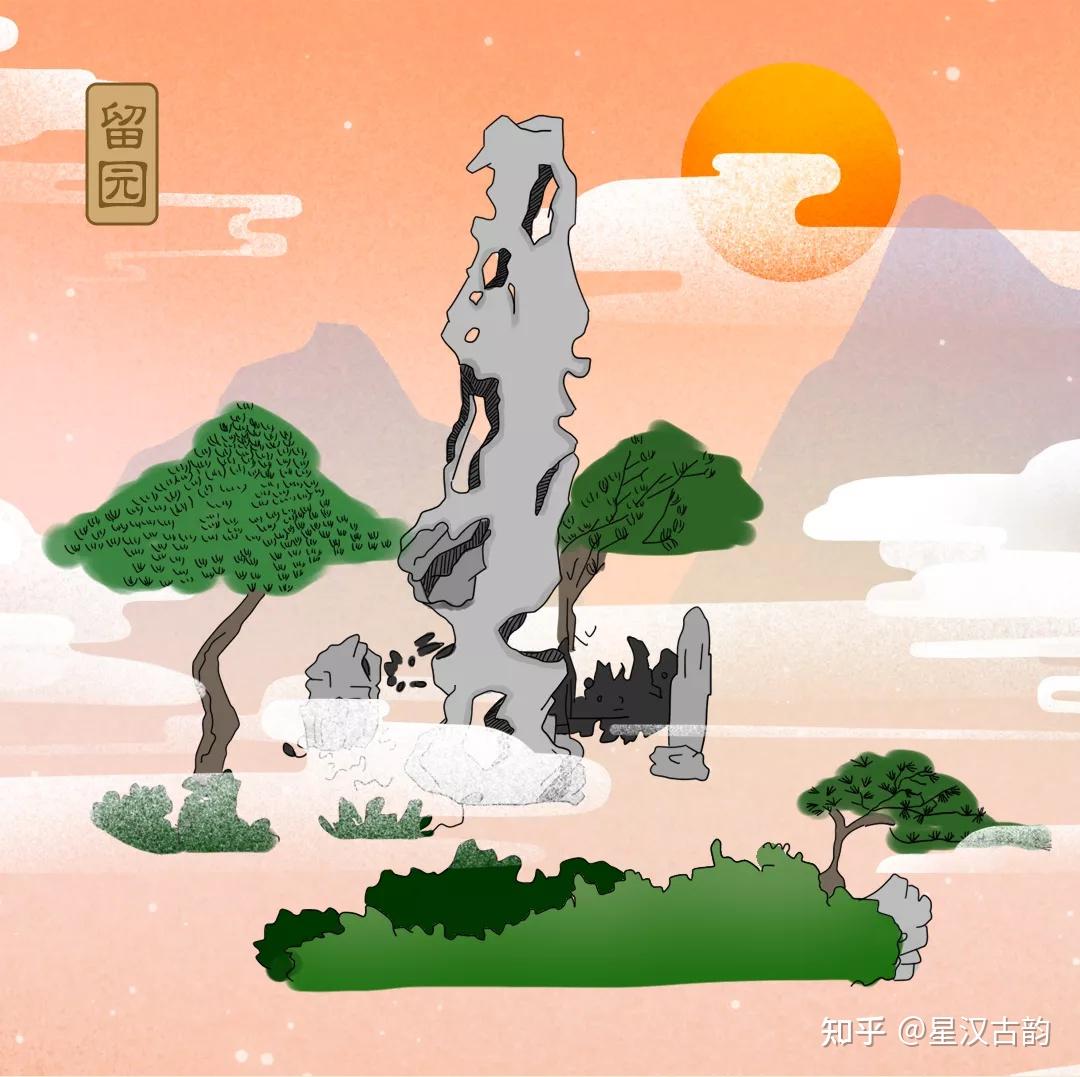 ▼扬州个园的"四季假山"闻名天下,在面积不足五十亩的园子里,辟有四个