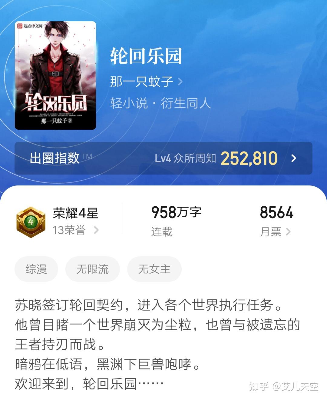 起点热门轻小说轮回乐园停更一周作者失眠问题亟待解决
