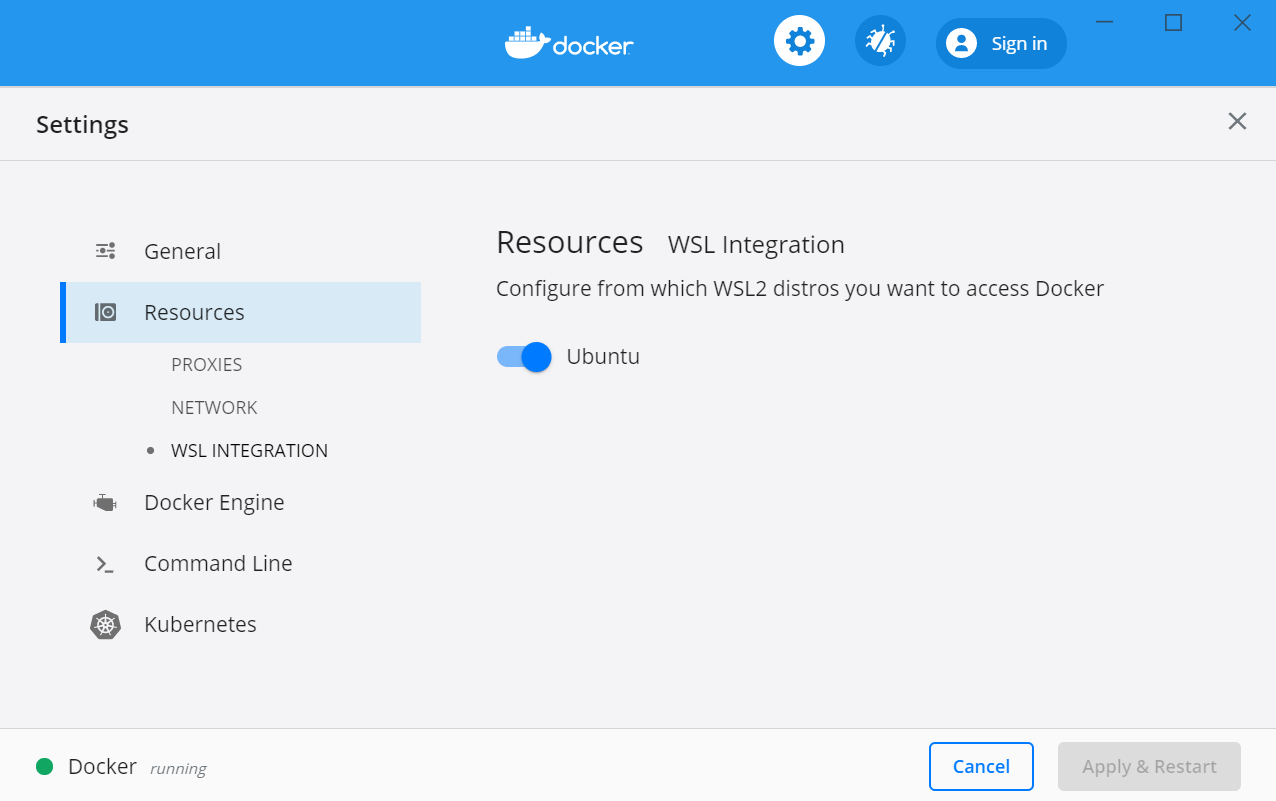 Windows wsl docker