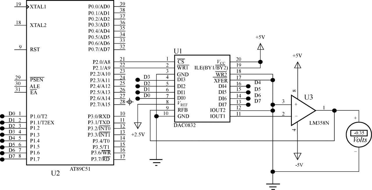 adc0832与单片机连接图片