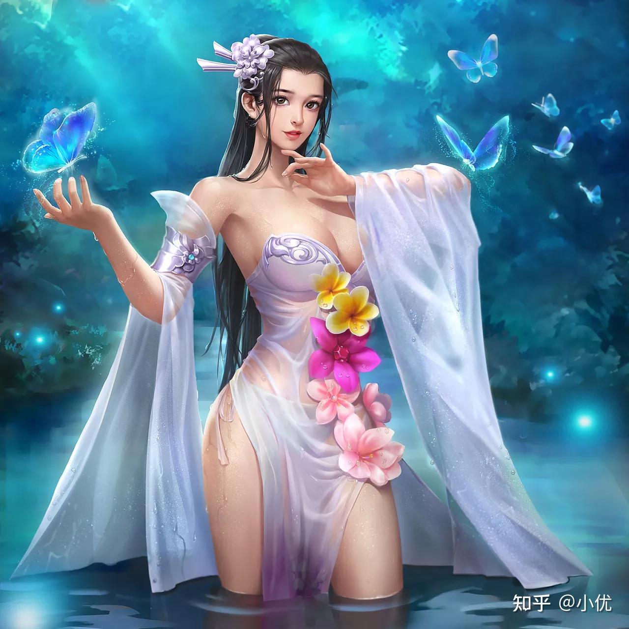 3d古风中国风仙侠美女游戏插画立绘cg设计参考美术图片素材