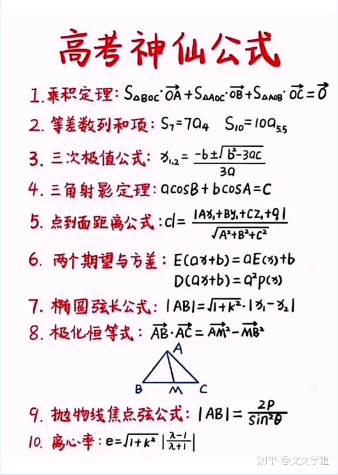 高中数学:最全“公式表”集合,这几张表背下来,数学稳上130+! - 知乎