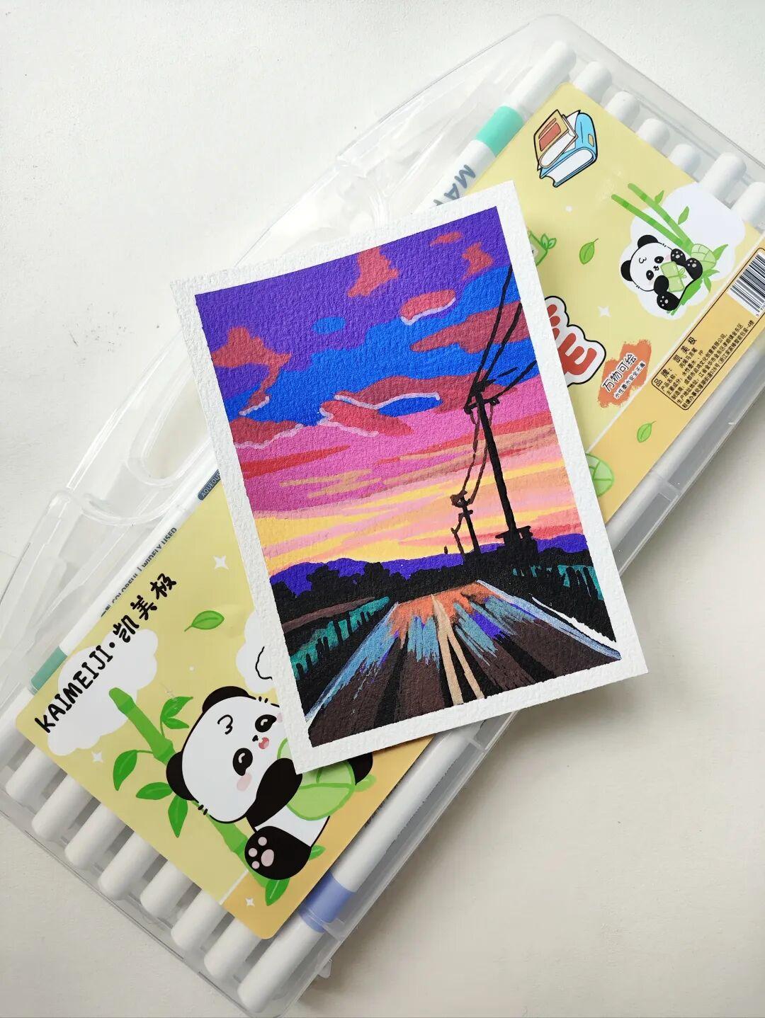 丙烯马克笔新手教程|傍晚的风景,跟画巨简单 - 知乎