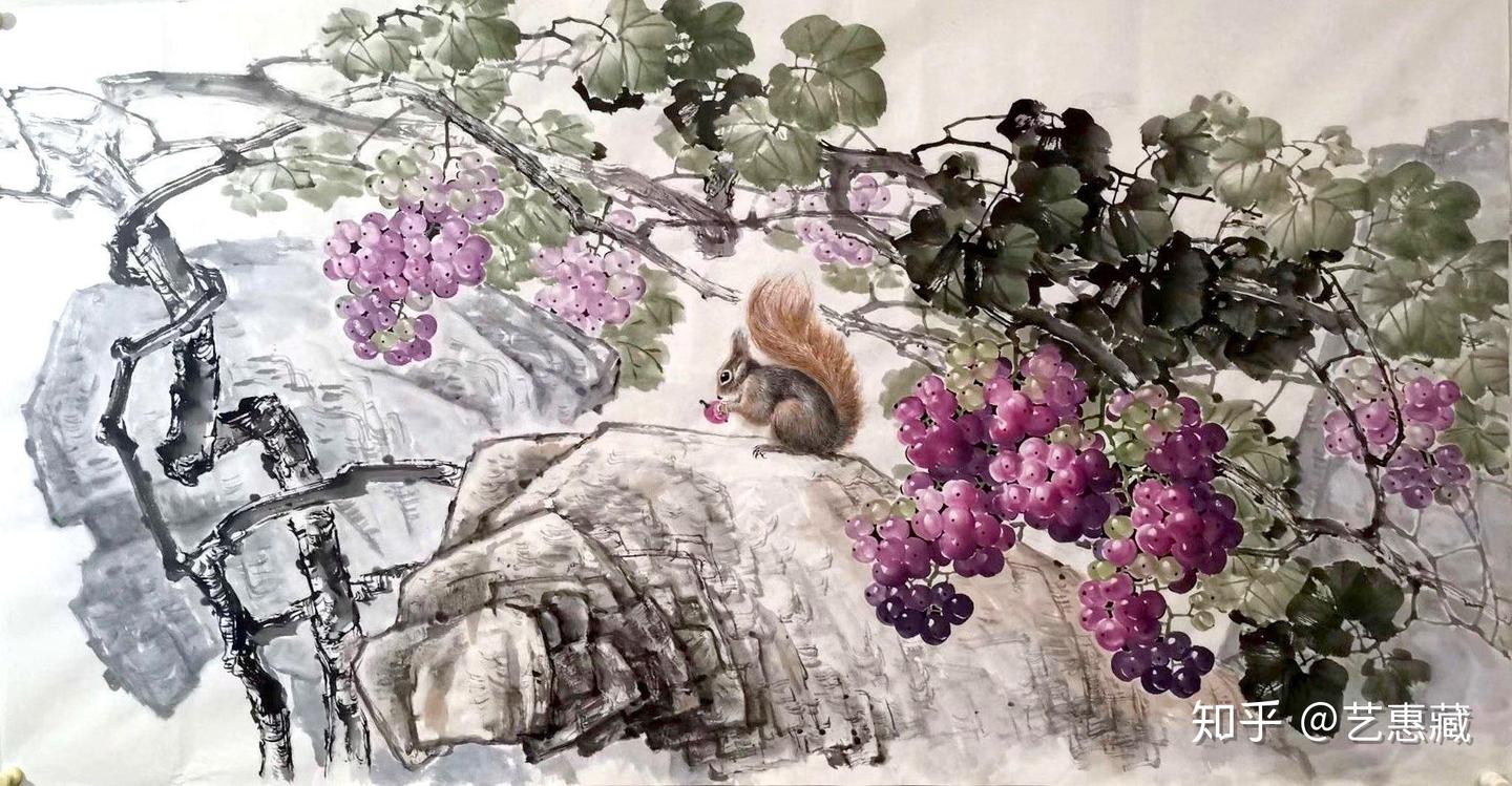 张孝伦国画写意葡萄——如此晶莹剔透的葡萄,你不想来一串吗? - 知乎