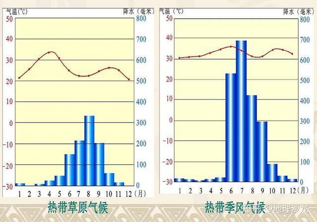 而在气候特征的降水方面,热带雨林气候终年受赤道低气压带控制,盛行