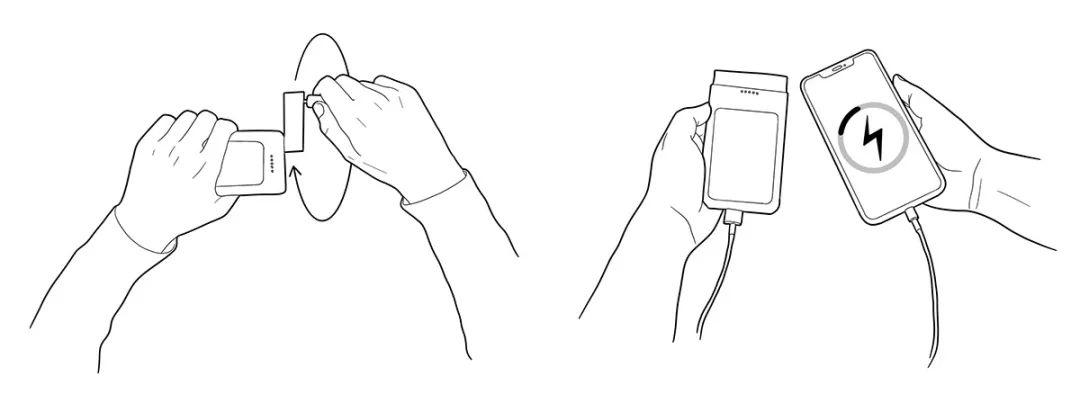 如果情况紧急充电宝又没电时就可以旋转手柄给充电宝充电跟nendo的不