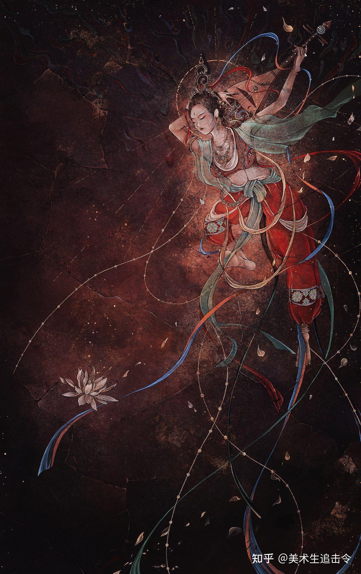 国潮插画系列敦煌飞天原画第十六弹