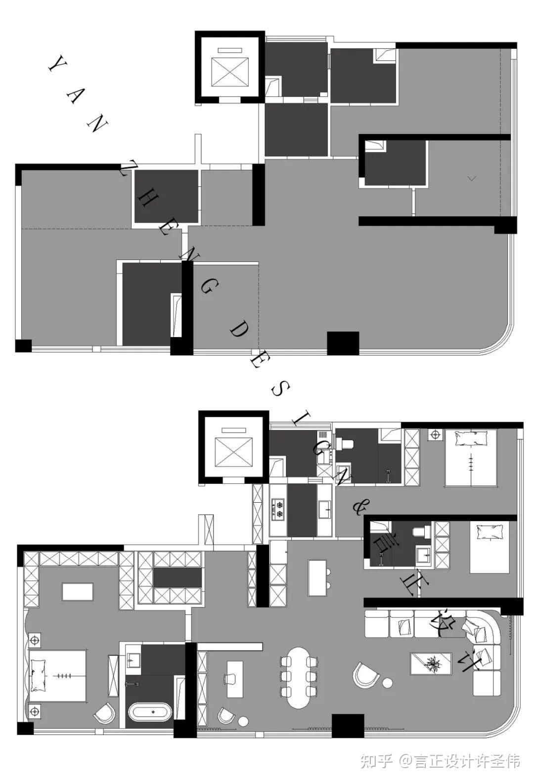 重庆室内设计工作室言正万科锦绣滨江精装房改造新作|237㎡高级灰不落俗的高级与质感！ - 知乎