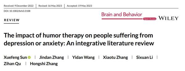 Brain Behav最新综述:幽默疗法对抑郁或焦虑症患者的作用 - 知乎
